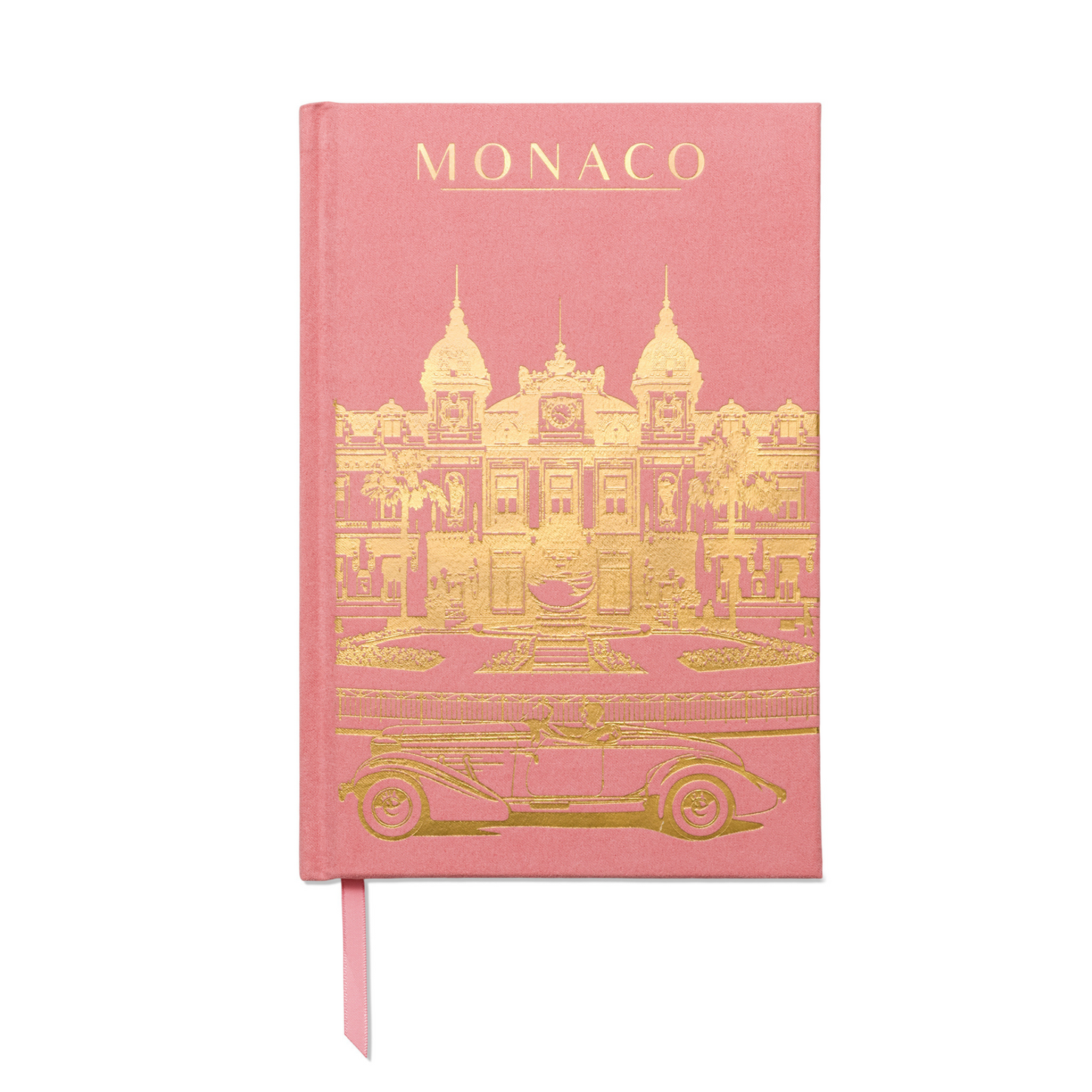 Pink suede journal with gold foil accent