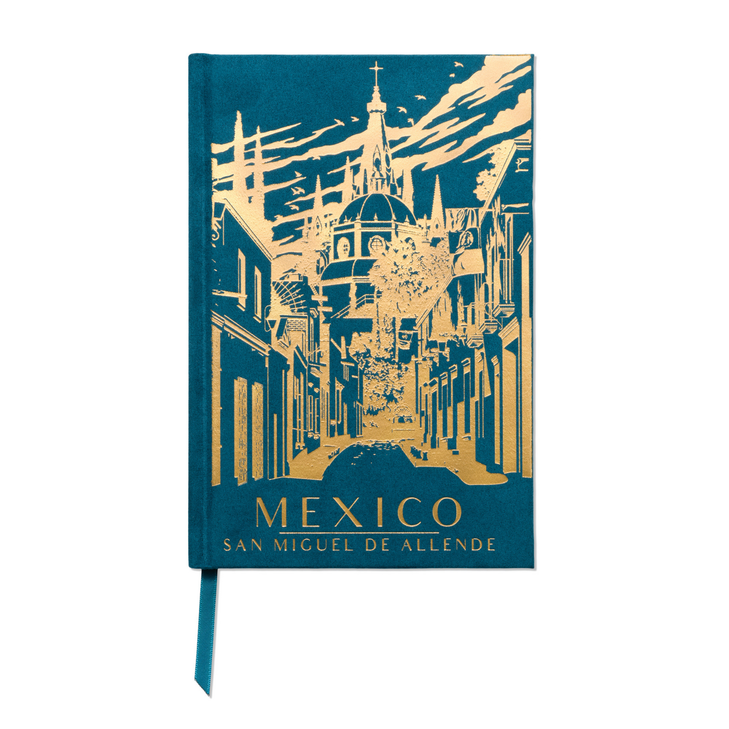 Navy suede journal with gold foil accents