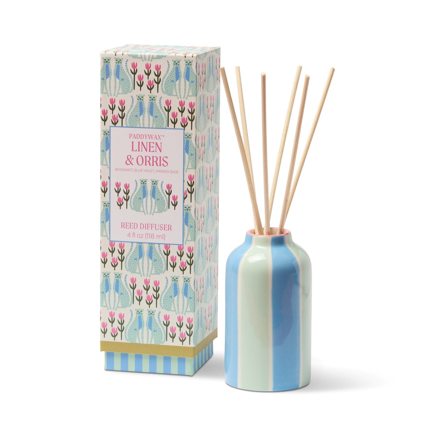 Paddywax A Dopo 4fl oz./118ml Blue Cheetahs Ceramic Diffuser - Linen & Orris