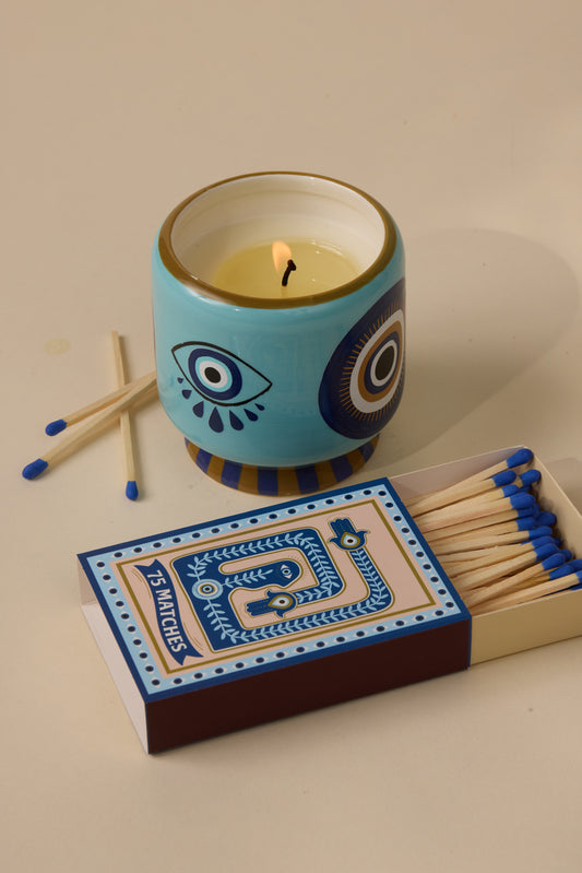 A Dopo Boxed Matches "Eye" Blue - 75 matches (9.6 CM)