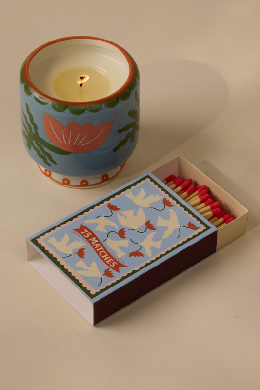 A Dopo Boxed Matches "Flower" Orange - 75 matches (9.6 CM)