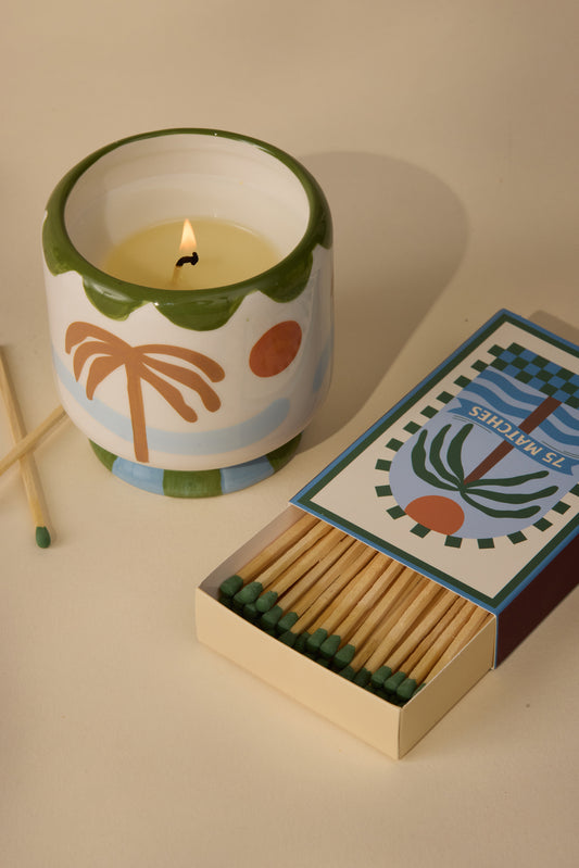 A Dopo Boxed Matches "Palm Tree" Dark Green - 75 matches (9.6 CM)