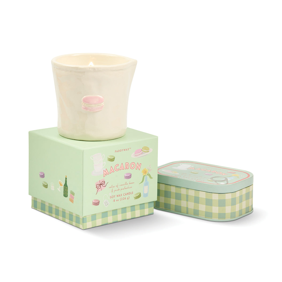 Paddywax Bistro 8oz/226g Macaron Ceramic Candle - Amber & Pistachio