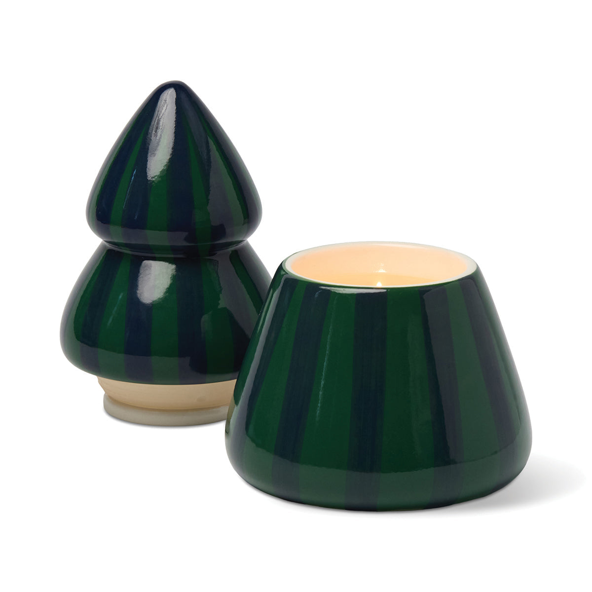 Paddywax Cabana Christmas 9oz/255g Green/Navy Ceramic Tree Candle - Balsam Fir
