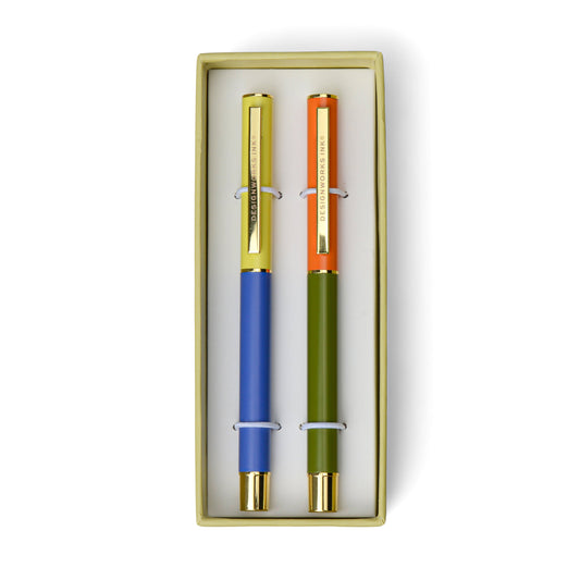 Colourblock Pens Cobalt & Army Green (set of 2)
