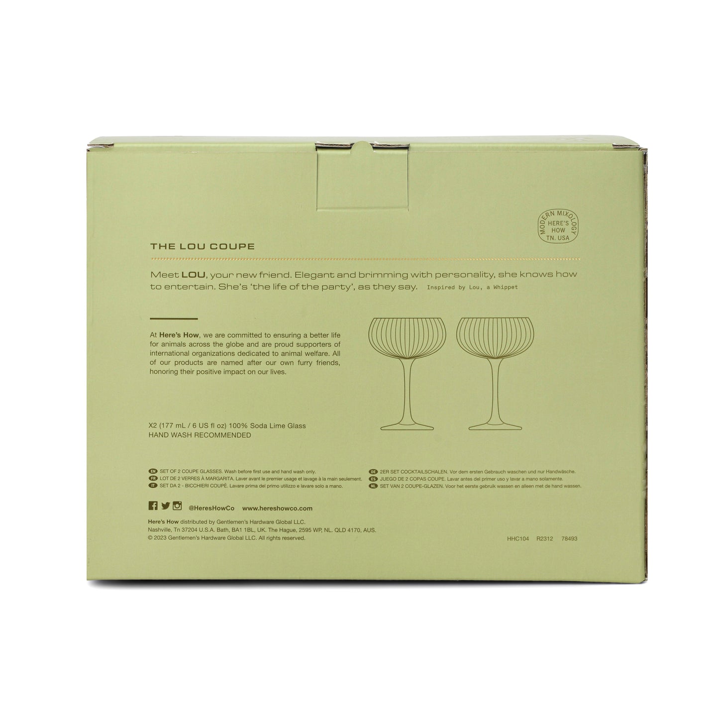The Lou Coupe Glass - Set of 2 Olive