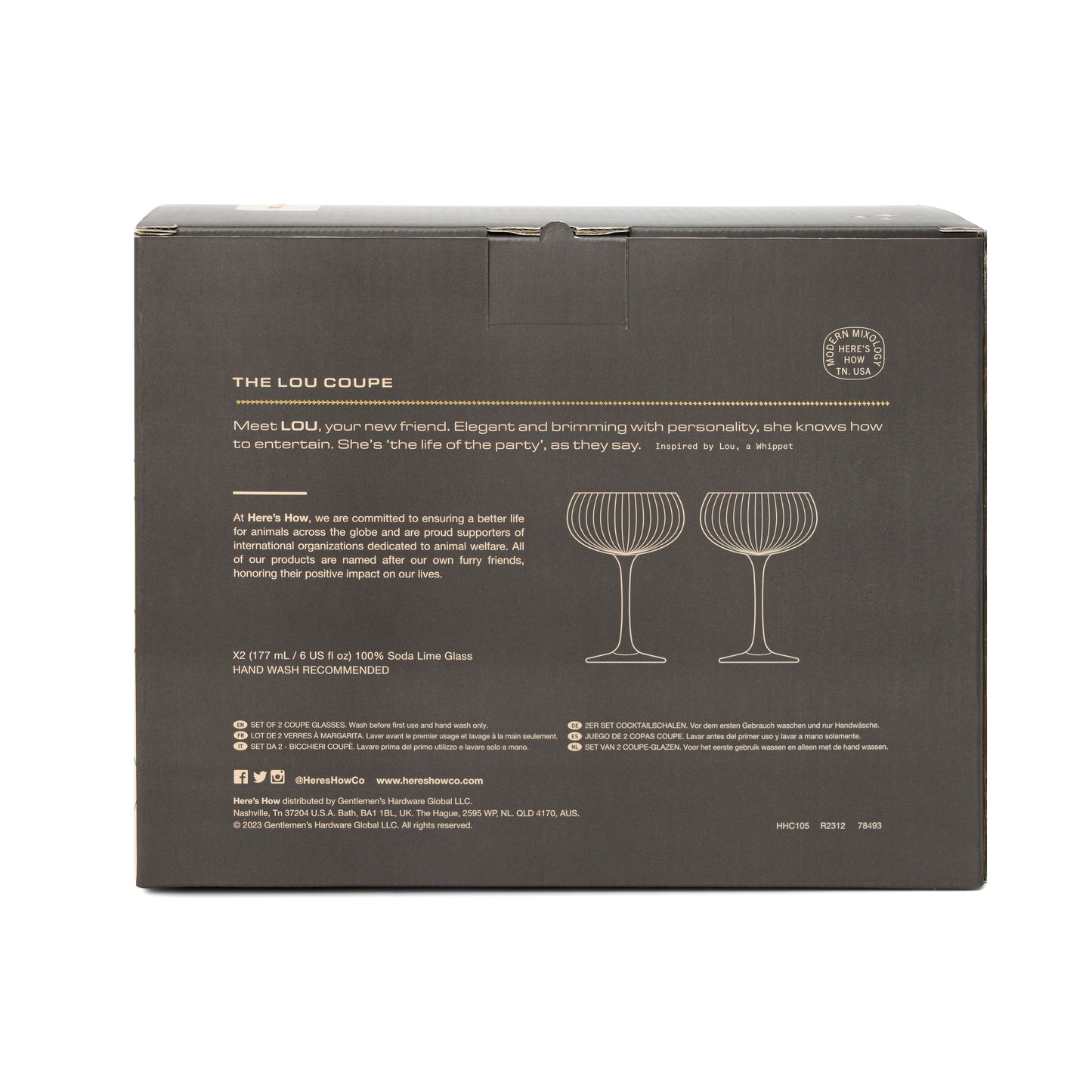 The Lou Coupe Glass - Set of 2 Smoke