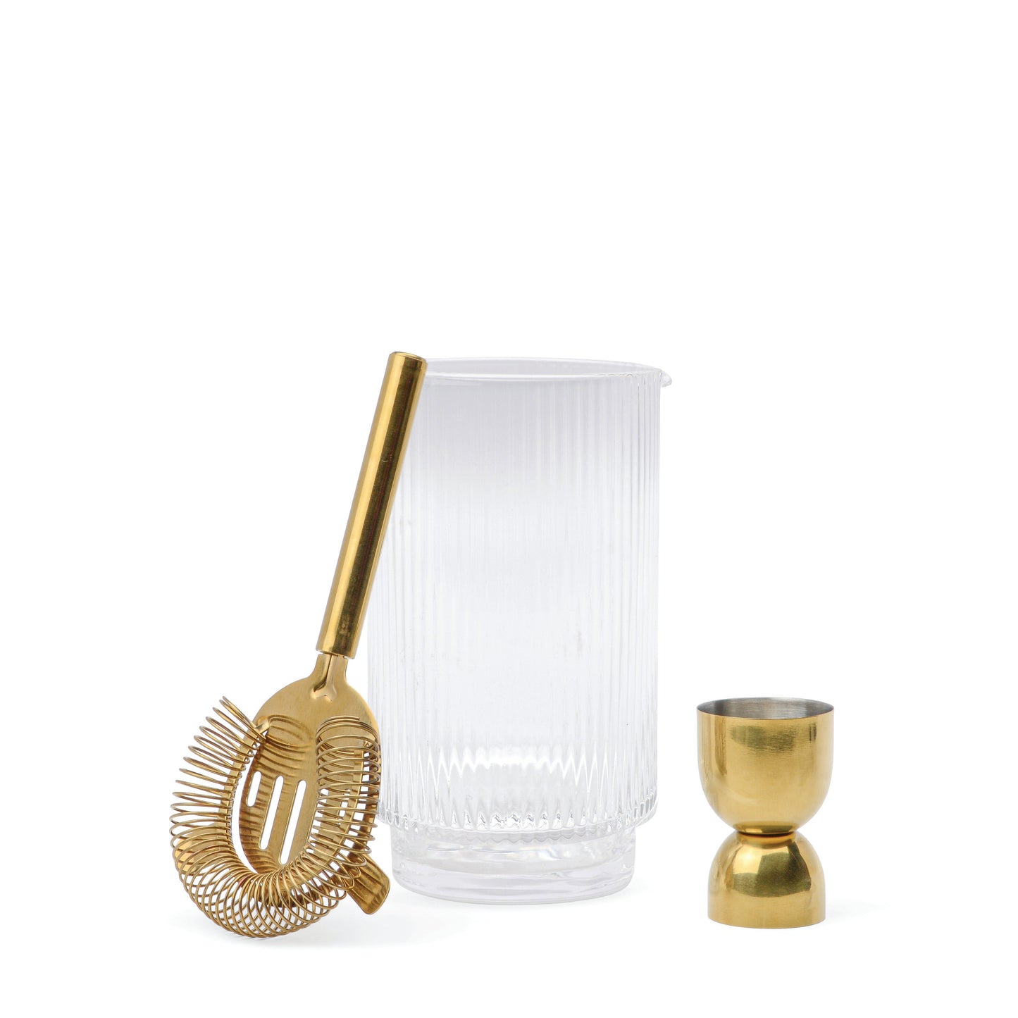 The Renley Bar Tool Set - Jigger, Strainer, Spoon, and Beaker