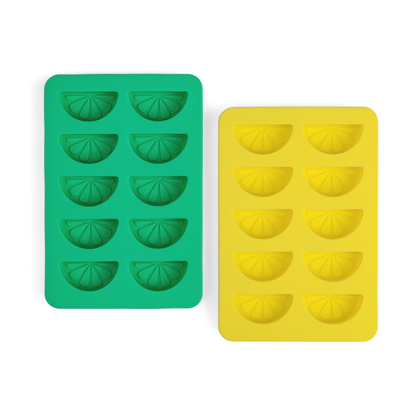 The Dotty Citrus Wedge Ice Trays - Set Of 2 Yellow + Green