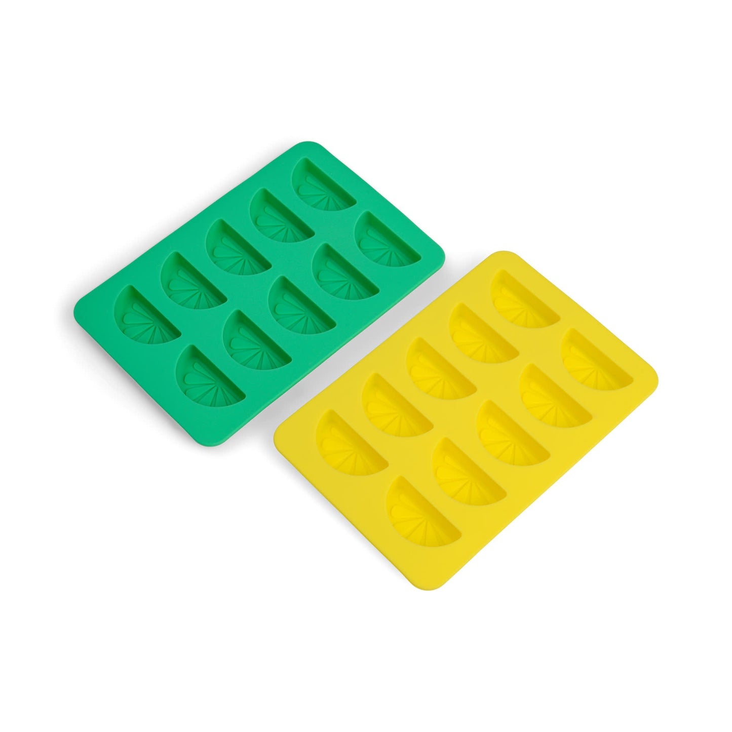 The Dotty Citrus Wedge Ice Trays - Set Of 2 Yellow + Green