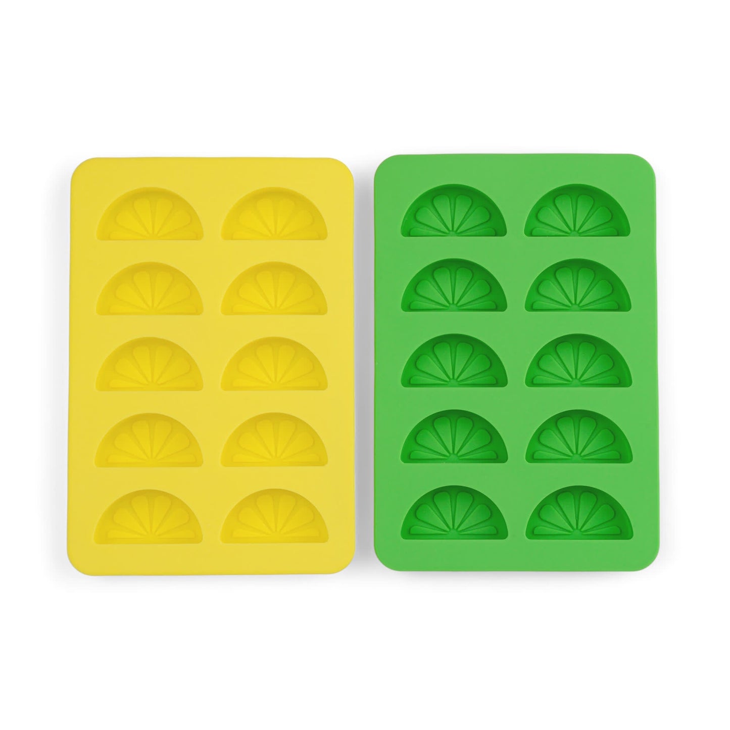 The Dotty Citrus Wedge Ice Trays - Set Of 2 Yellow + Green
