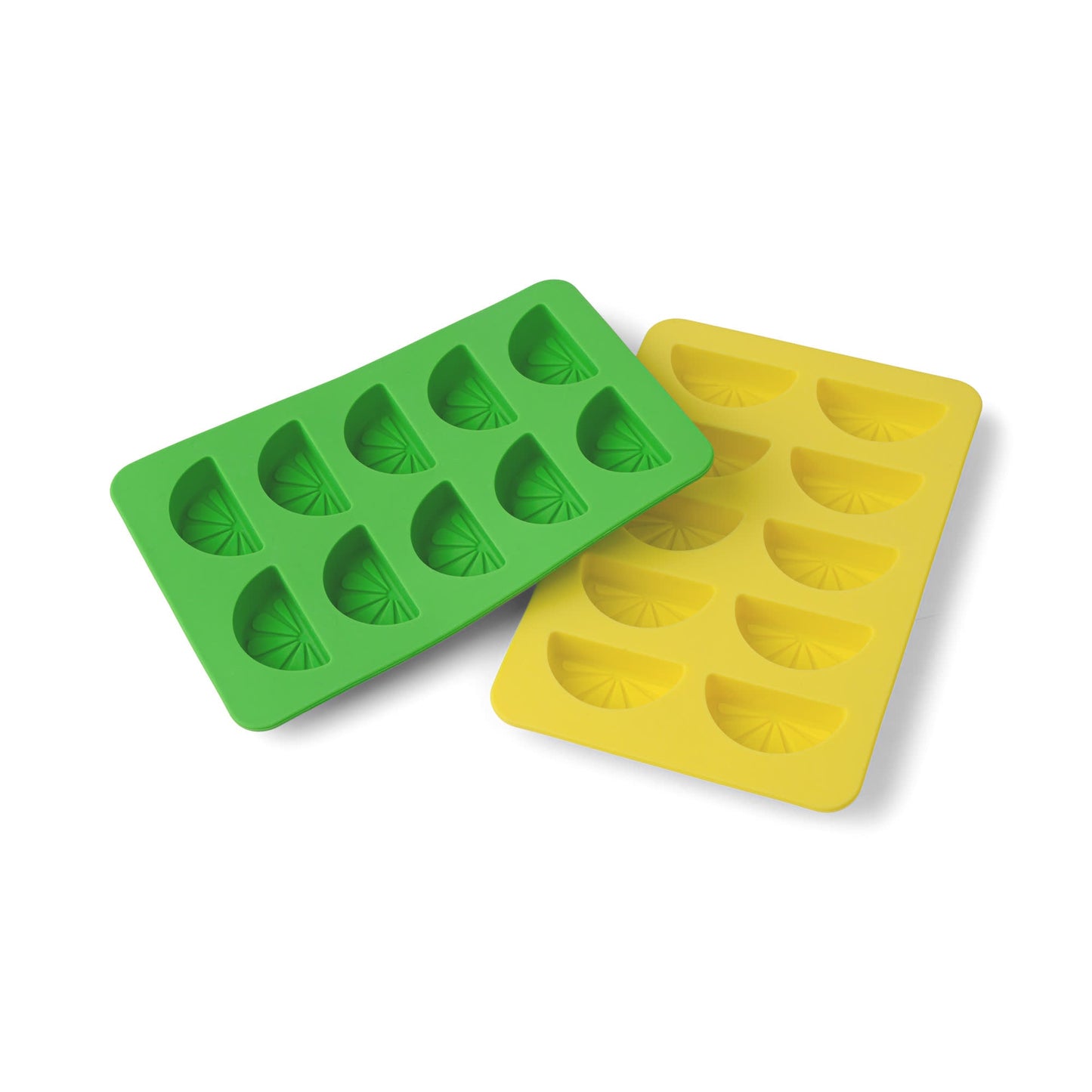 The Dotty Citrus Wedge Ice Trays - Set Of 2 Yellow + Green