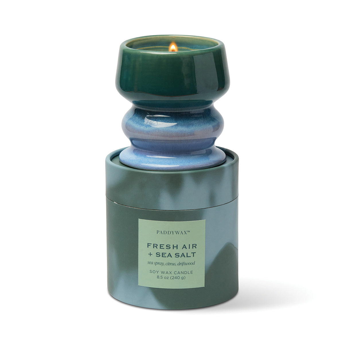 Paddywax Melt 8.5oz/240g Ombre Blue/Green Ceramic Candle - Fresh Air & Sea Salt