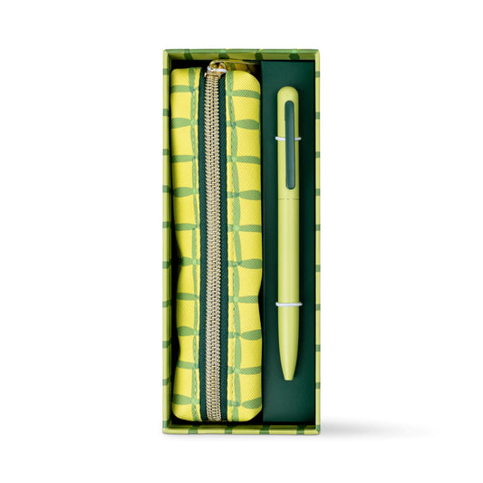 Designworks Ink Pen & Pouch Set - Green Lattice