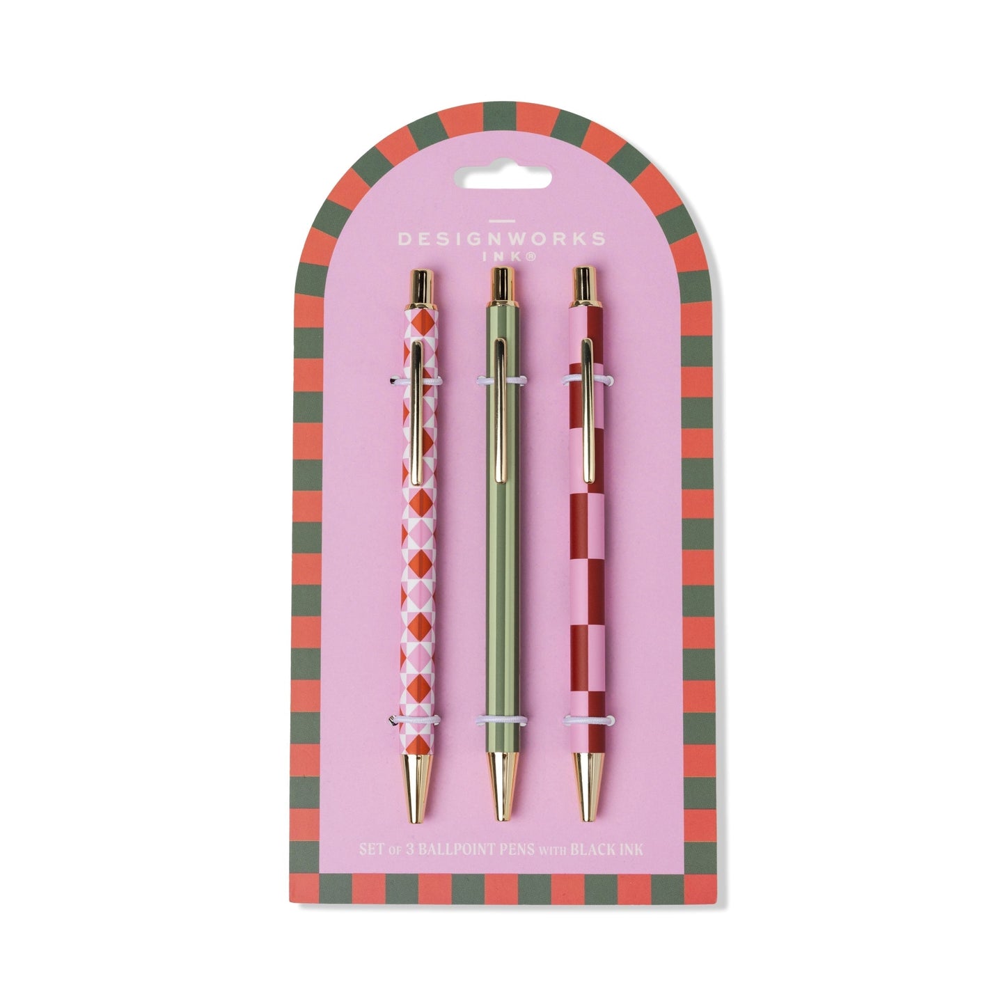 A Dopo Set of 3 Pens - Diamond, Stripe, Check