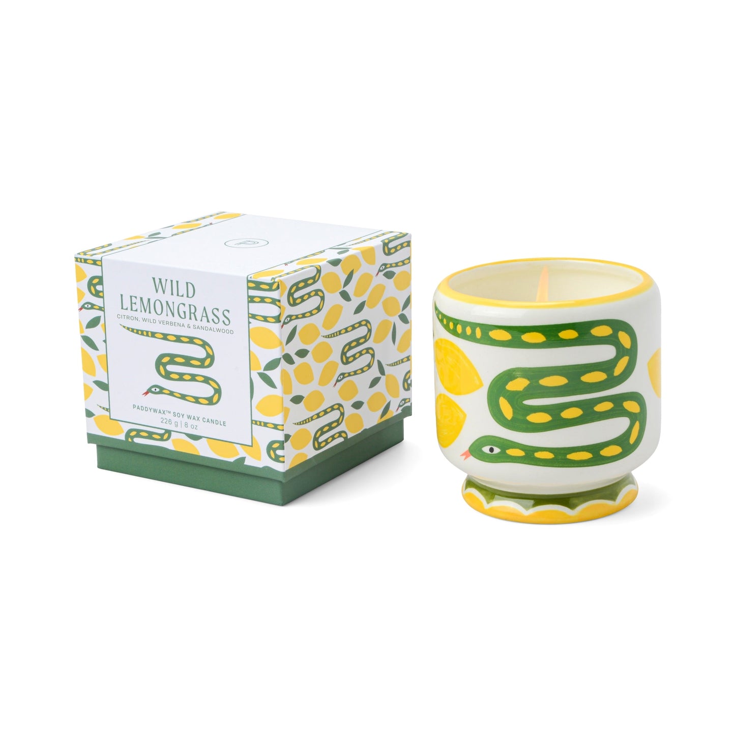 Adopo 8 oz./226g Snake Ceramic Candle - Wild Lemongrass