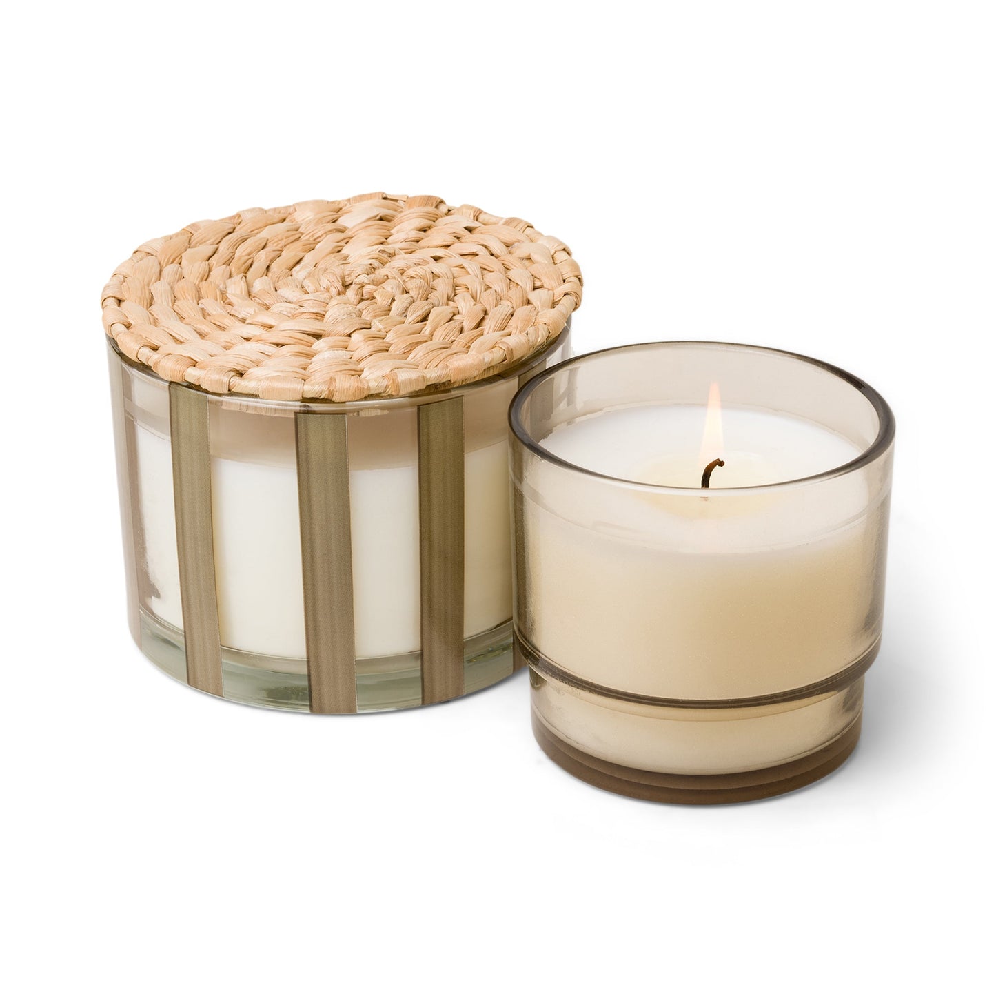 Al Fresco 12oz Taupe Glass Candle Cotton Teak