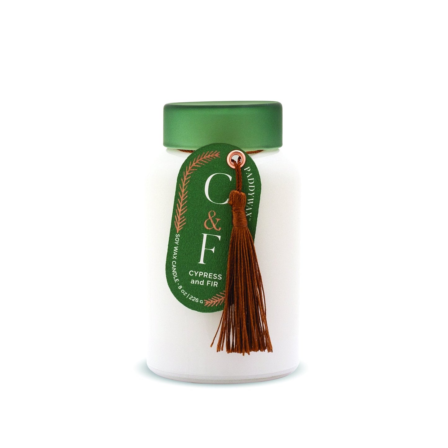 Cypress & Fir - White Glass With Dark Green Frosted Lid (226g)