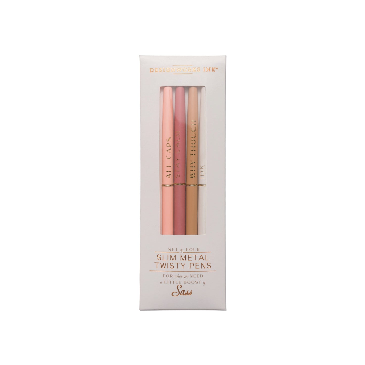 TWISTY SLIM METAL PEN SET - SET OF 4 - CREAM