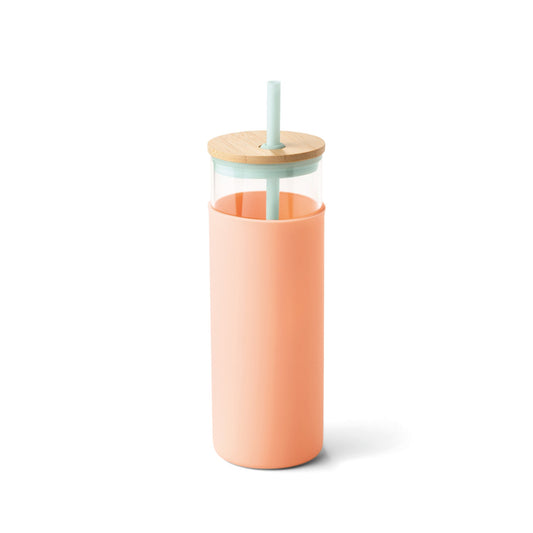 TUMBLER WITH STRAW - MINT/PEACH
