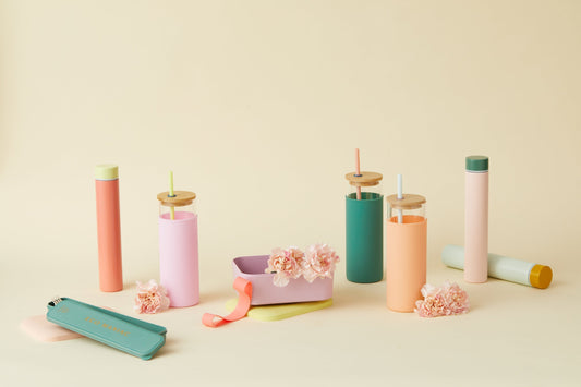 TUMBLER WITH STRAW - MINT/PEACH