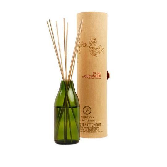 Green Recycled Glass Diffuser - Basil + Cucumber (118ml)