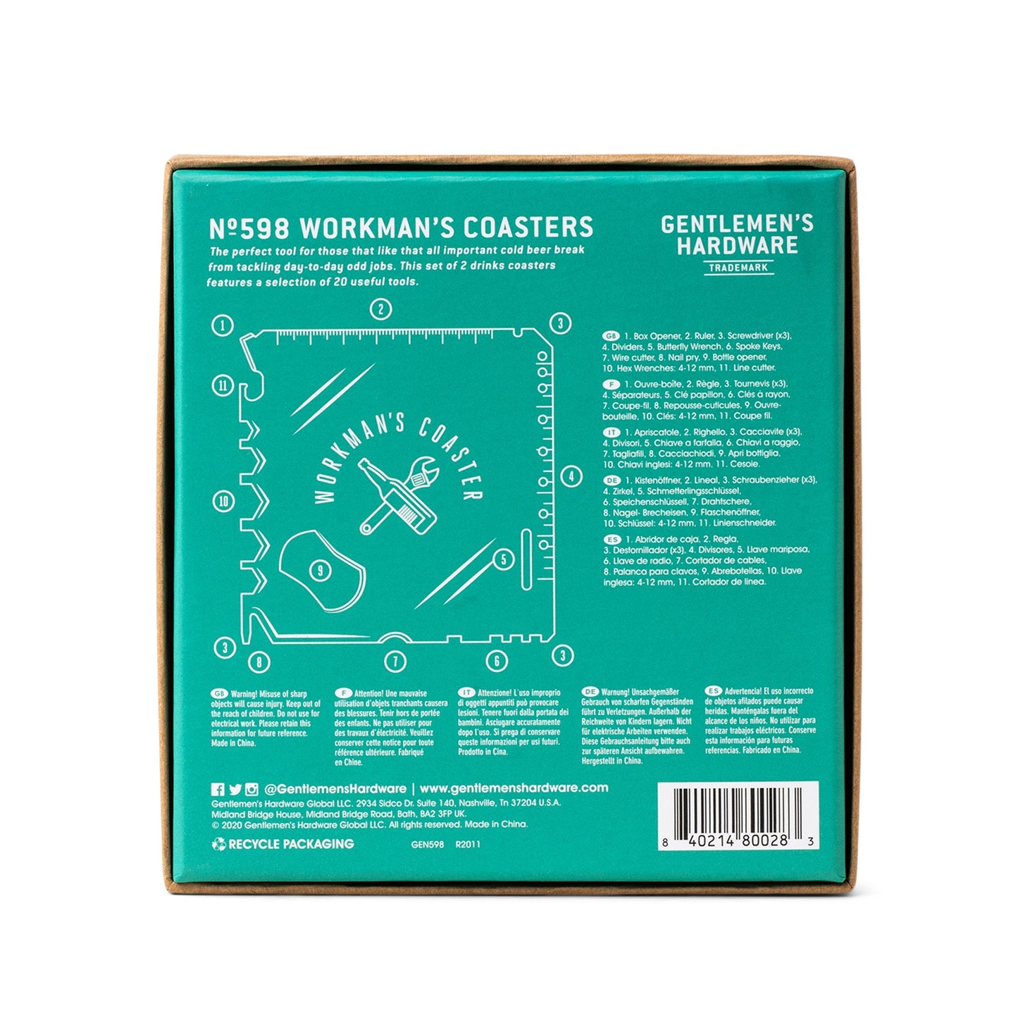 20-in-1 Coaster Multi-Tool (Set of 2)