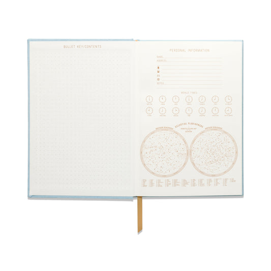 Hard Cover Suede Cloth Journal W/Pocket - Arch Dot Blue