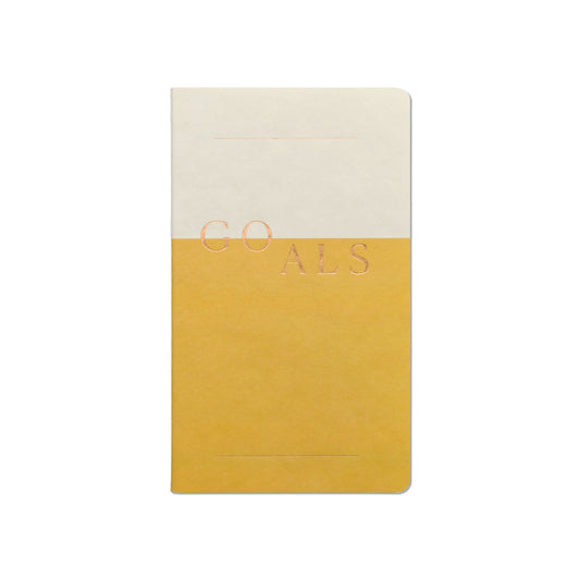 White and yellow goals planner.