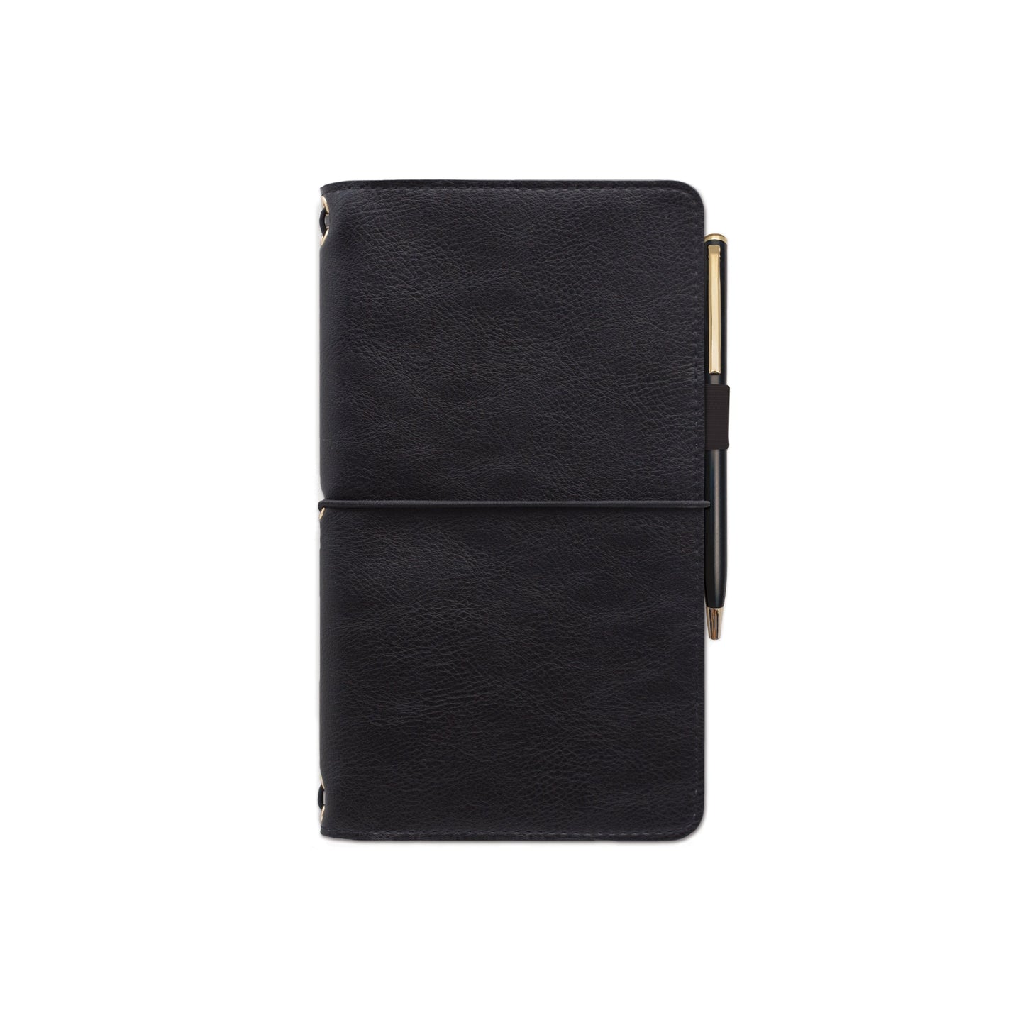Black Vegan Leather Folio with Refillable Notebook & Pen
