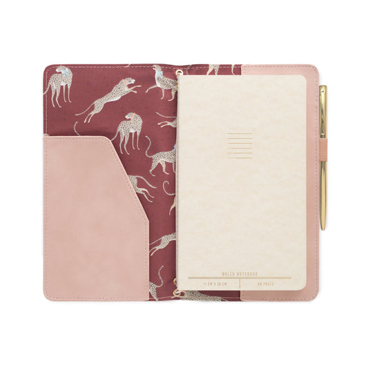Blush Pink Vegan Suede Leather Folio with Refillable Notebook & Pen