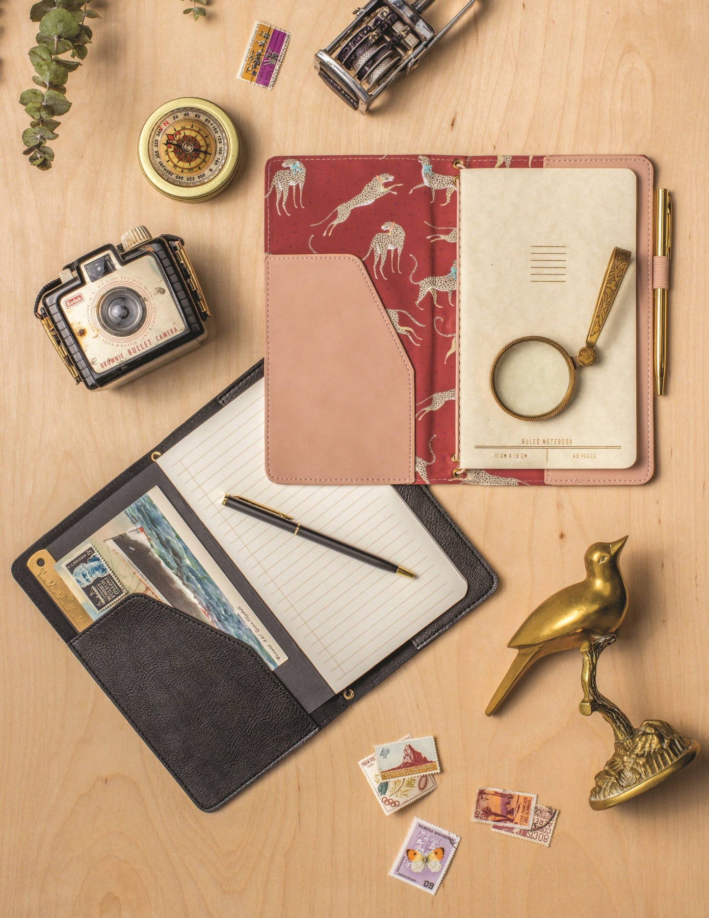Black Vegan Leather Folio with Refillable Notebook & Pen