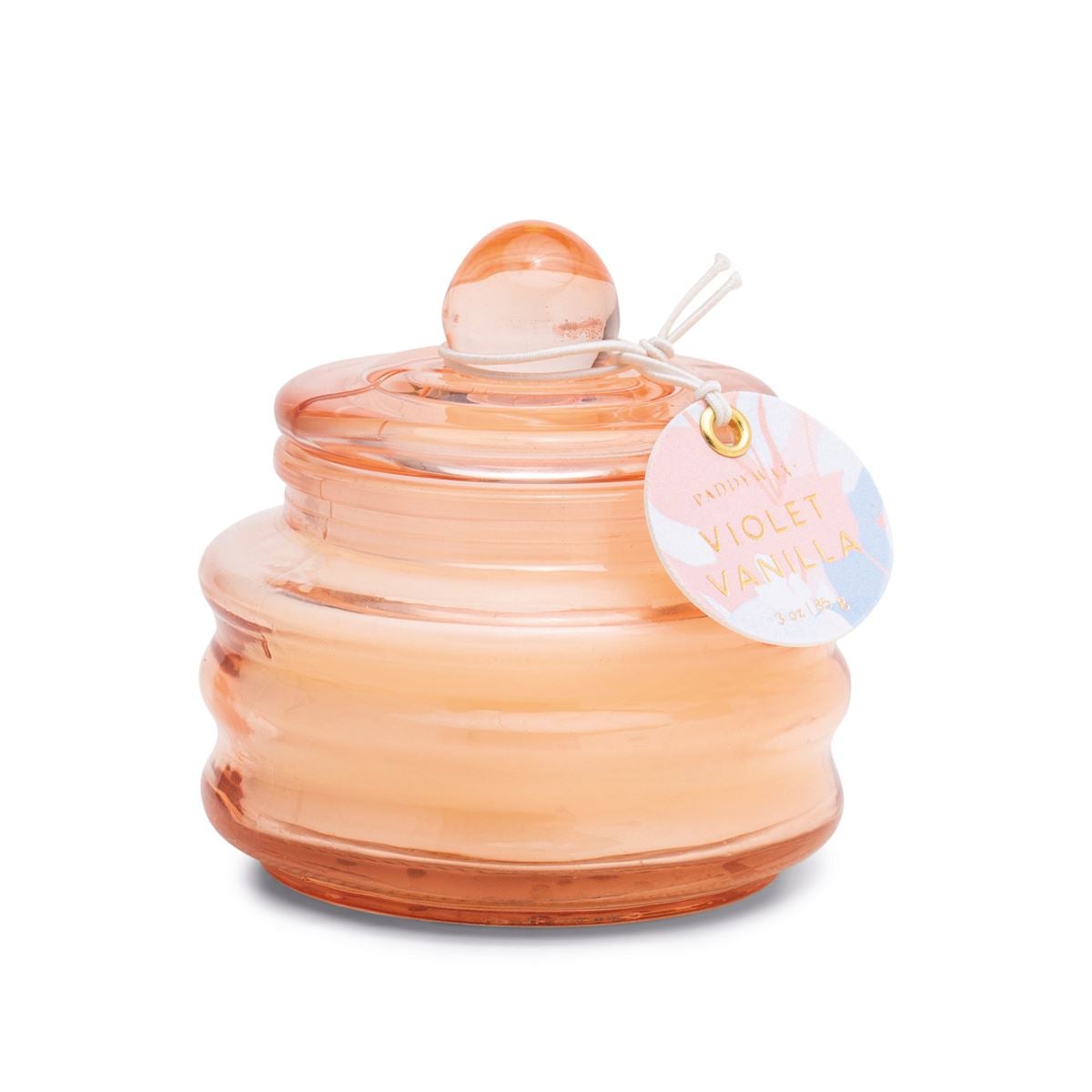BEAM 3 OZ. PINK SMALL GLASS VESSEL AND LID VIOLET VANILLA