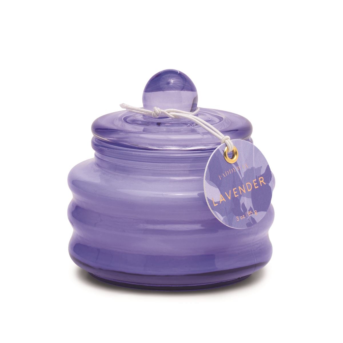 BEAM 3 OZ. LILAC SMALL GLASS VESSEL WITH GLASS LID LAVENDER