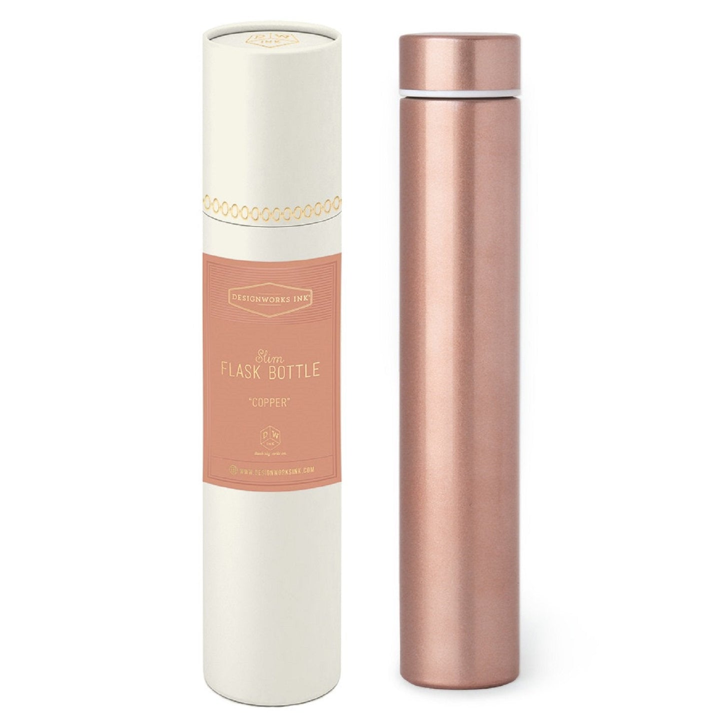 Slim Flask Bottle In Tube - Copper