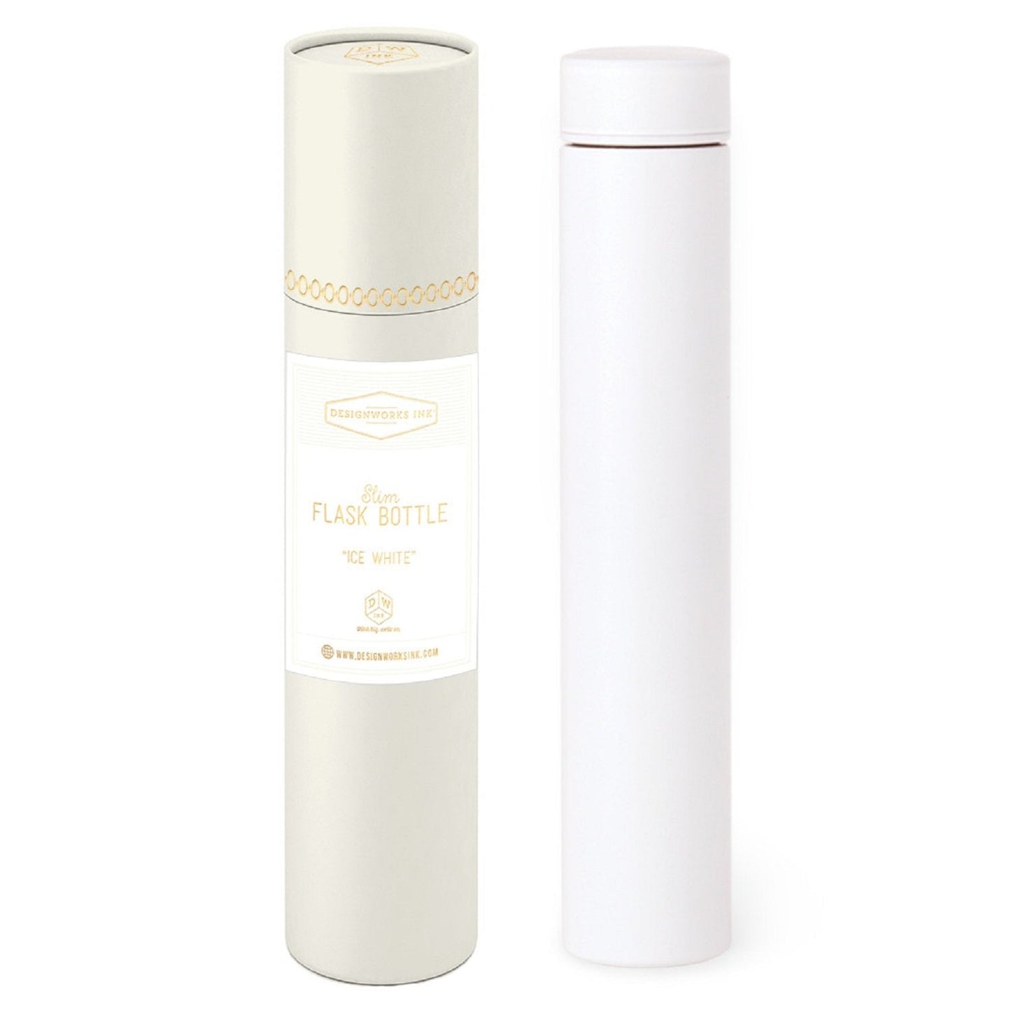 Slim Flask Bottle In Tube - Ice White