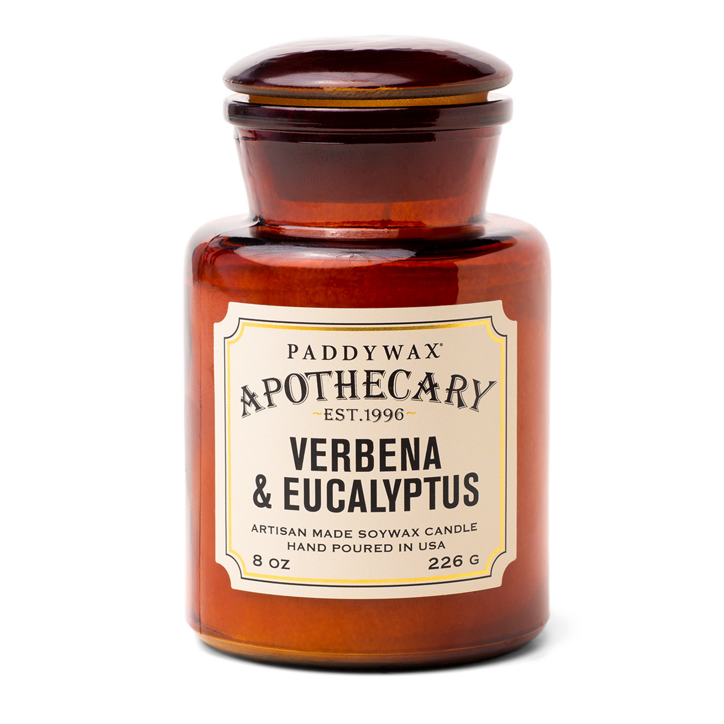 Amber glass bottle with cream label on front.