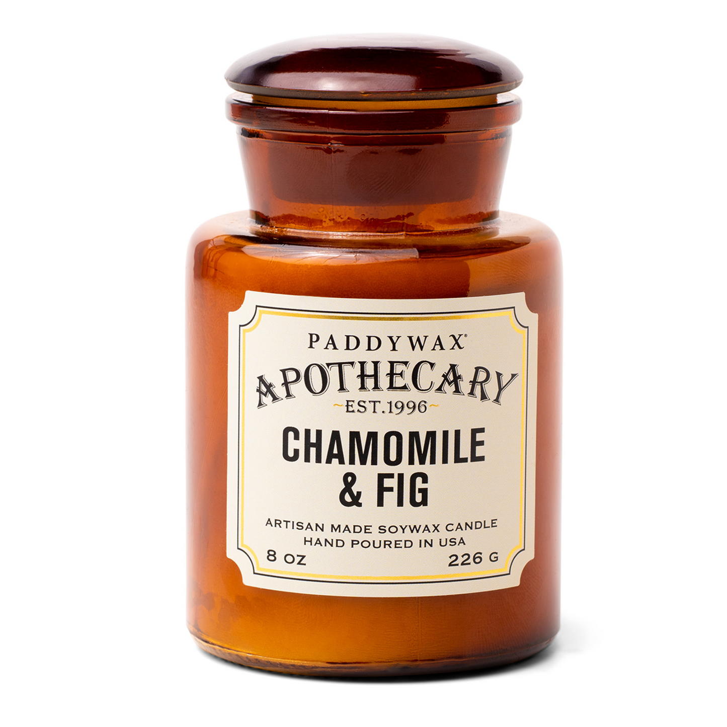 Amber glass bottle with cream label on front.