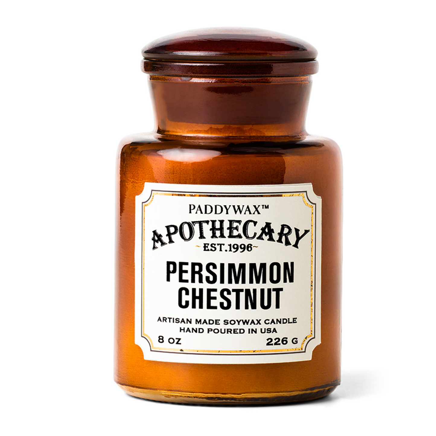 Amber glass bottle with cream label on front.