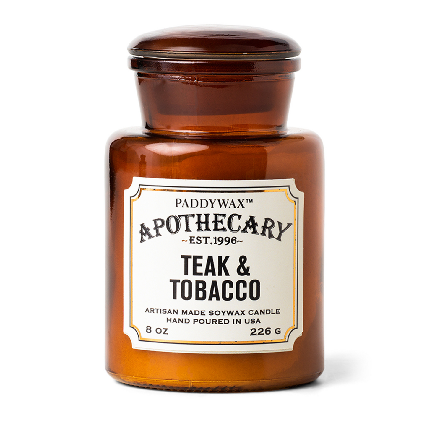Amber glass bottle with cream label on front.