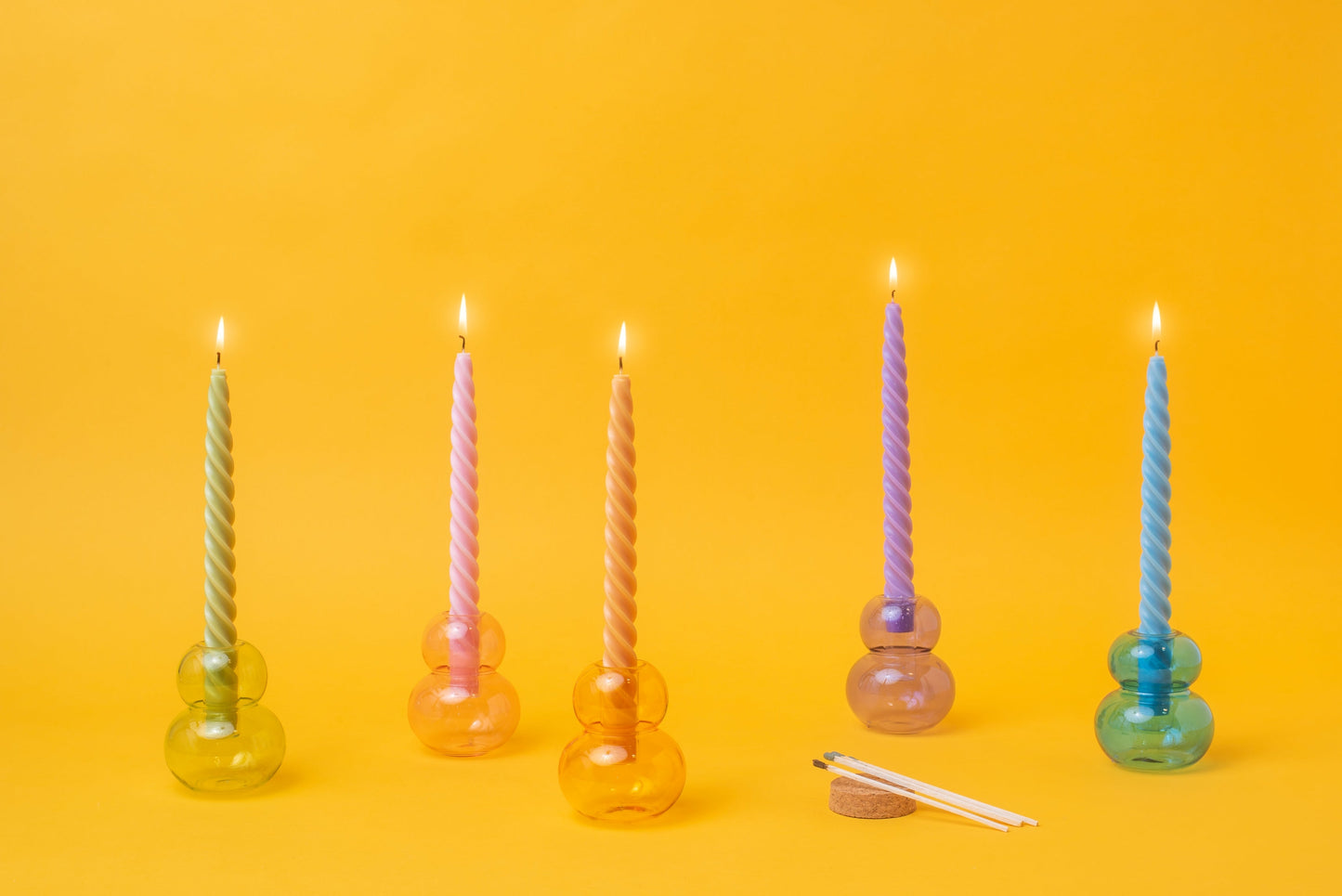 2 Tapered Twisted Candles - Blue (10" Tall)