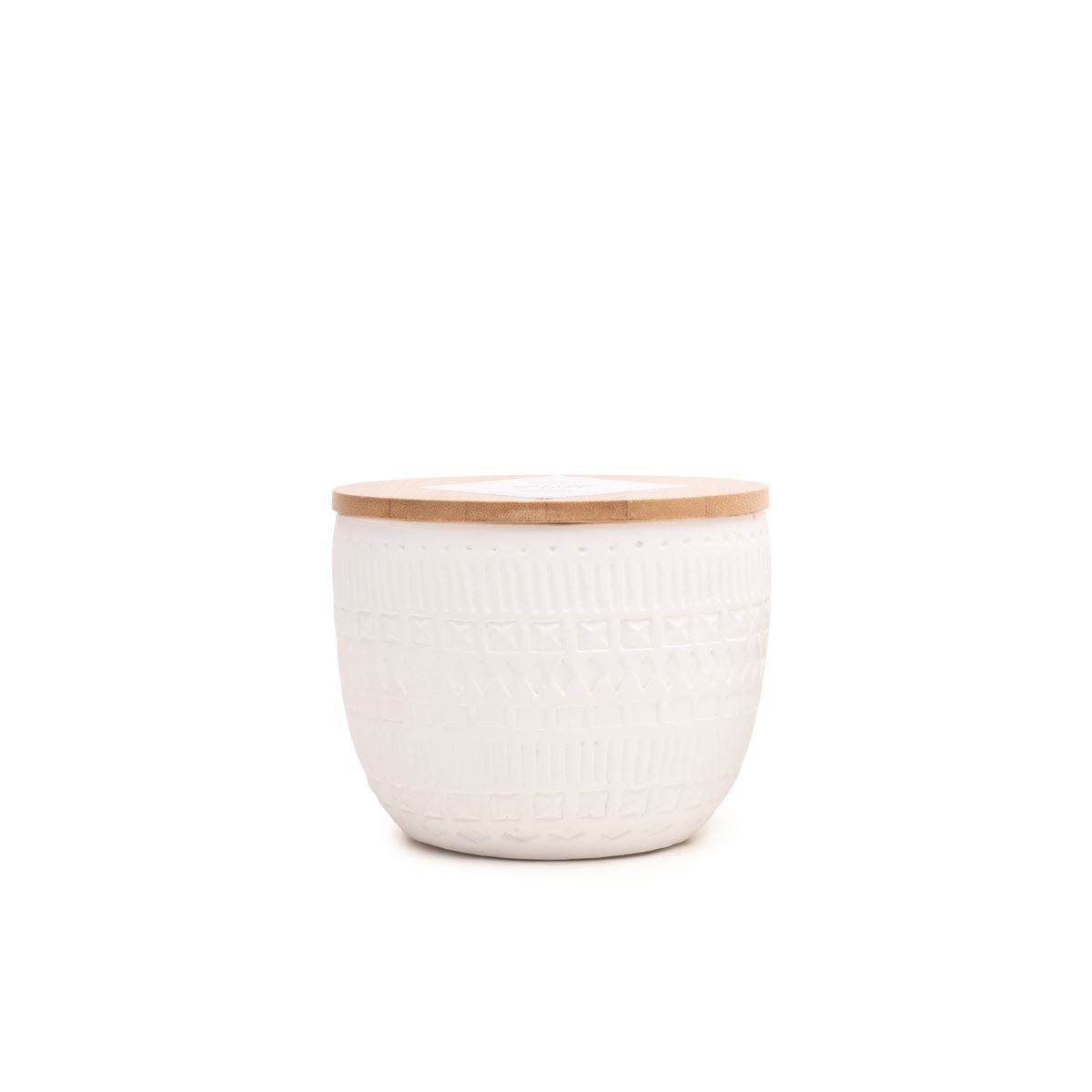 Sonora 10oz White Etched Concrete Candle Cotton & Teak