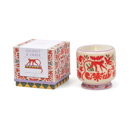 Adopo 8 oz./226g Jungle Ceramic Candle - Coconut & Amber