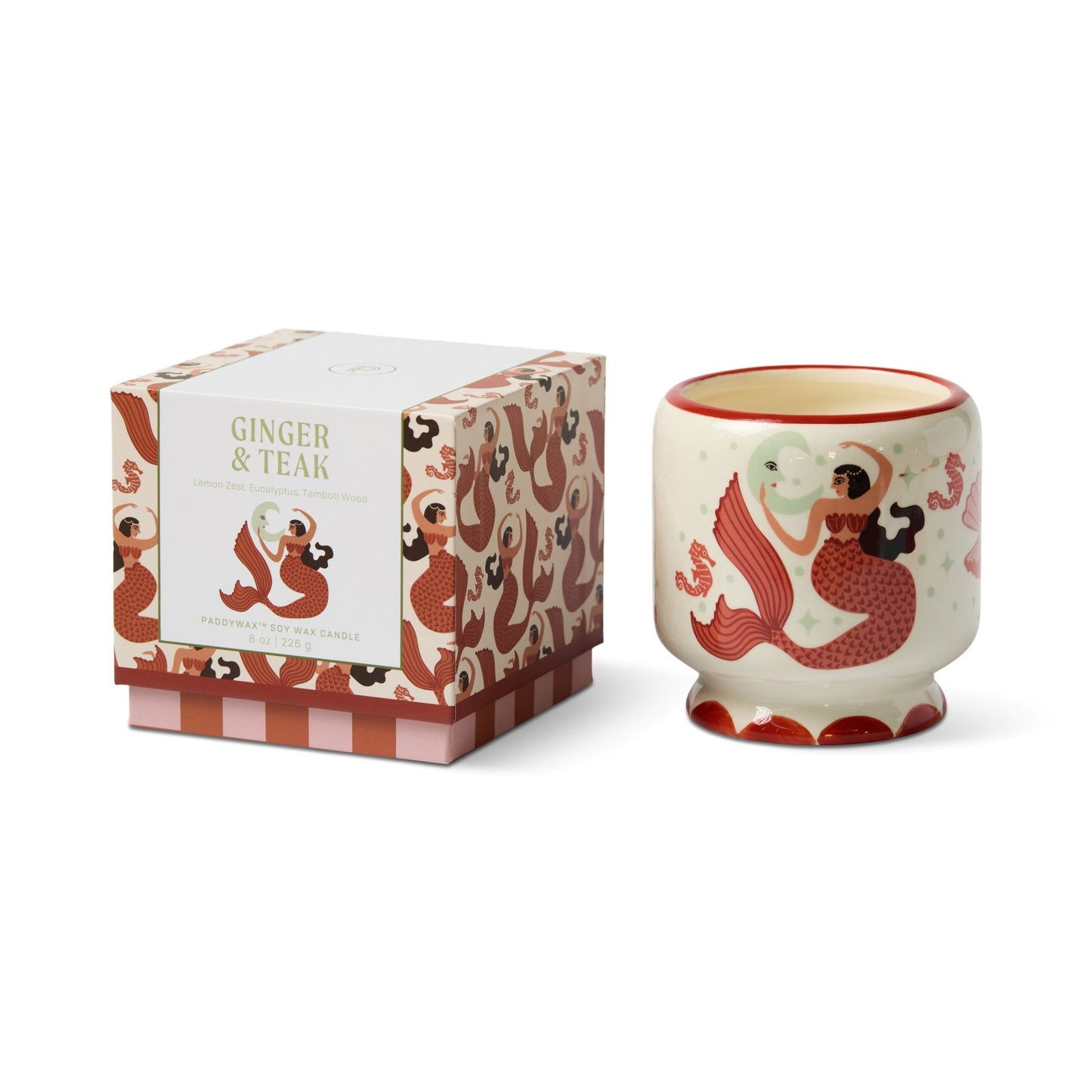 Paddywax A Dopo 8oz./226g Mermaid & Moon Ceramic Candle - Ginger & Teak