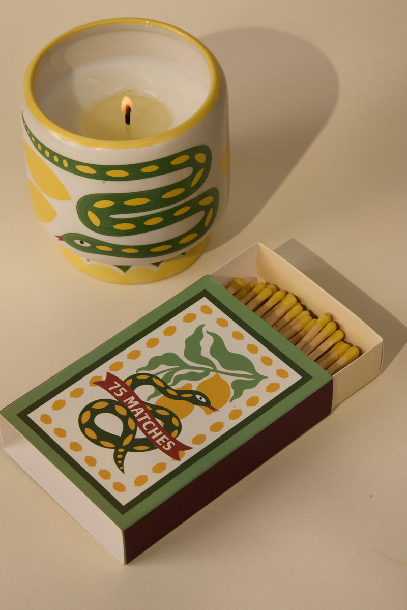 A Dopo Boxed Matches "Snake" Yellow - 75 matches (9.6 CM)