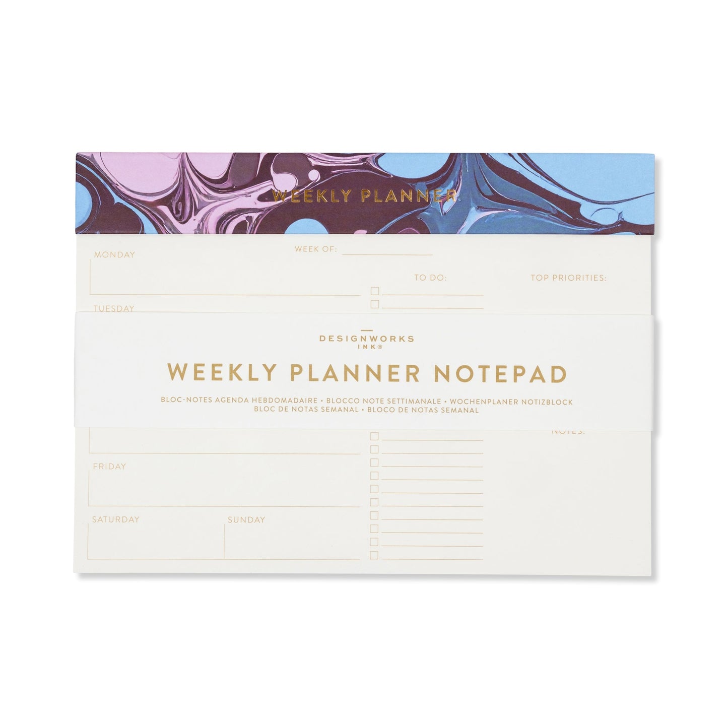 Designworks Ink Marble Weekly Planner Notepad - Burgundy Sky