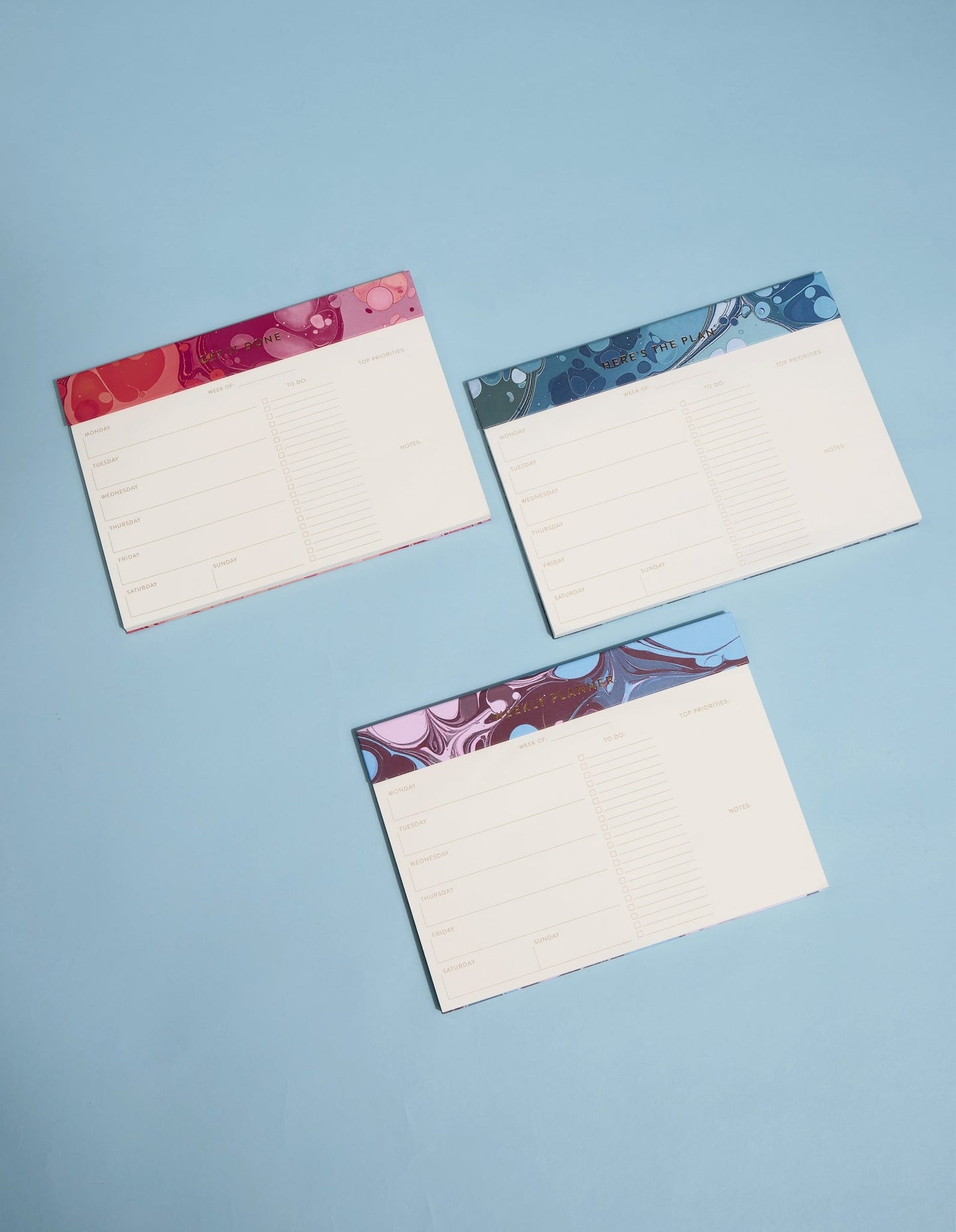 Designworks Ink Marble Weekly Planner Notepad - Burgundy Sky