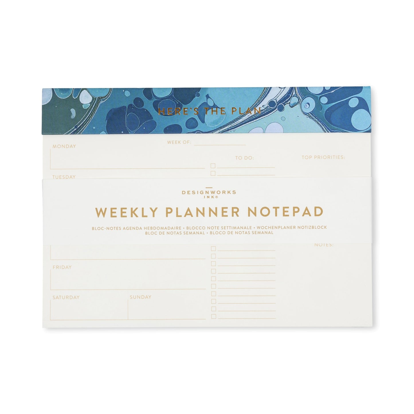 Designworks Ink Marble Weekly Planner Notepad - Teal
