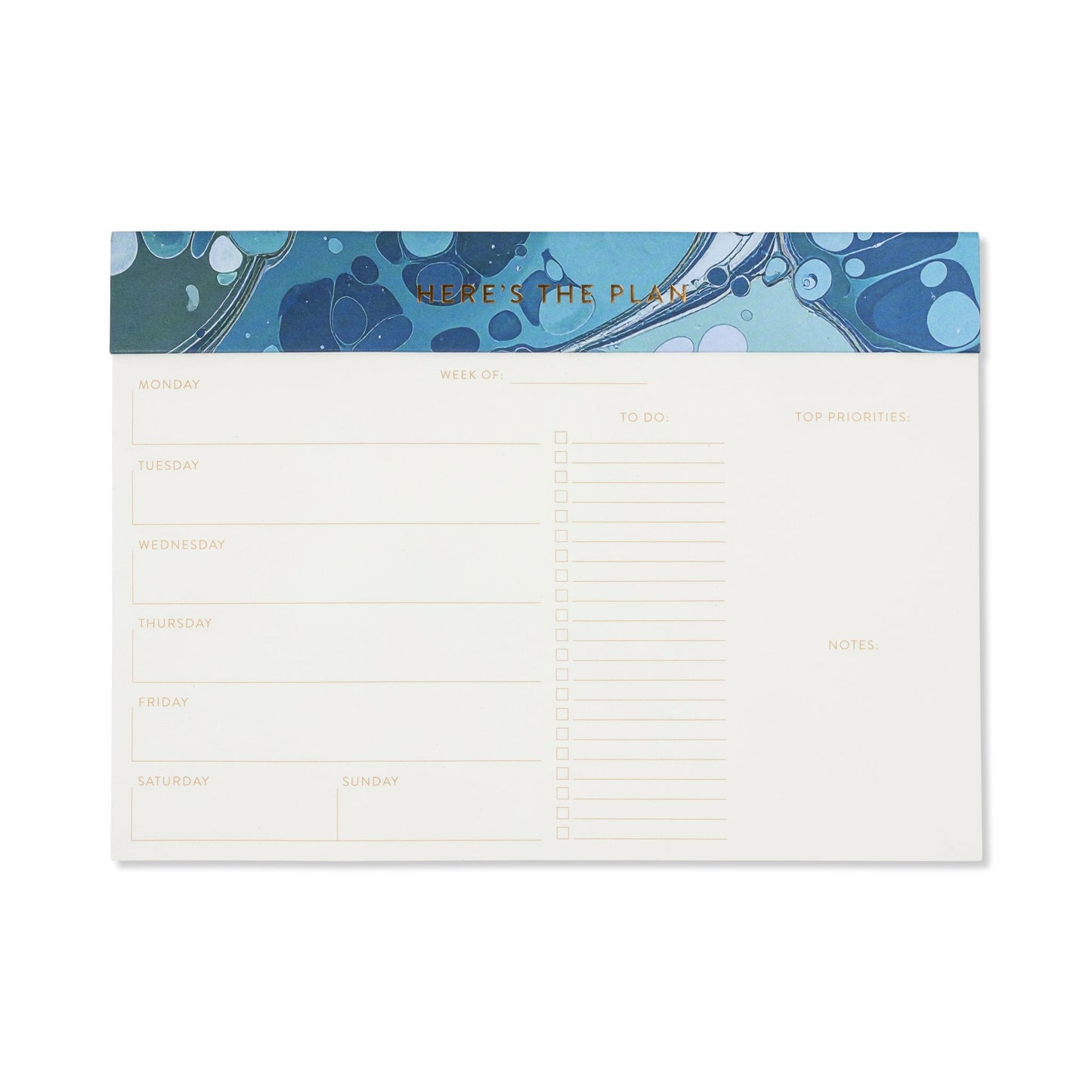 Designworks Ink Marble Weekly Planner Notepad - Teal