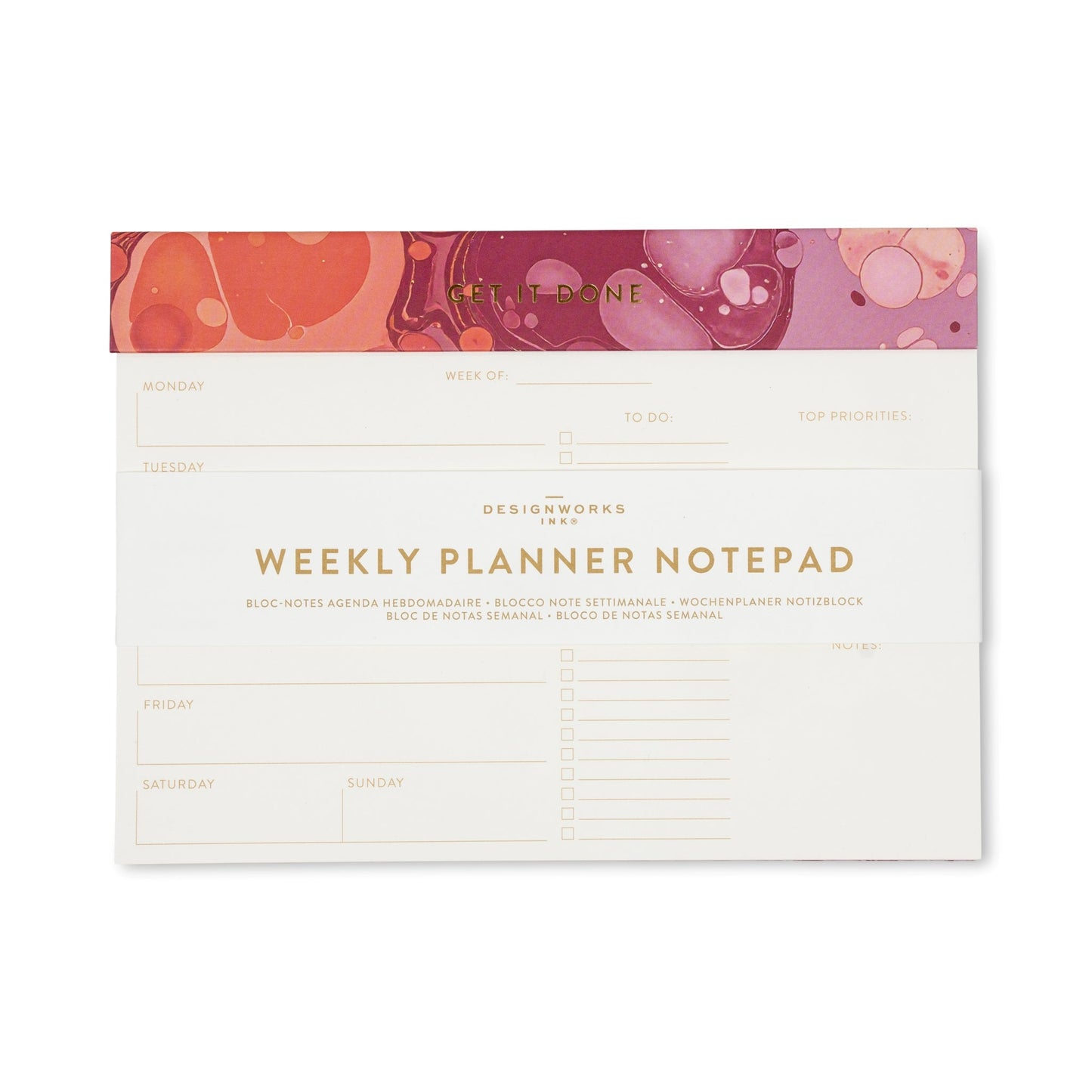 Designworks Ink Marble Weekly Planner Notepad - Cherry Peach